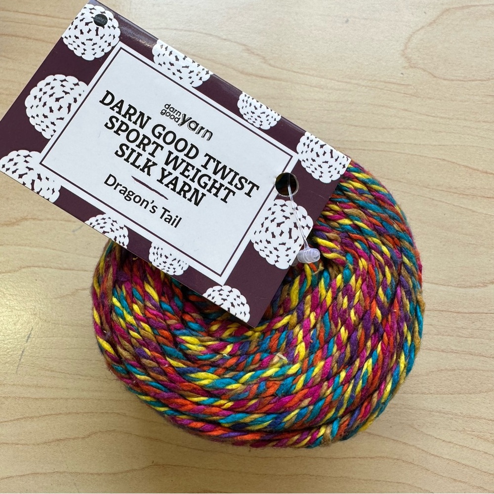 Darn Good Yarn Twist Sport Weight Recycled Silk Dragon Tail Knit Crochet Marled